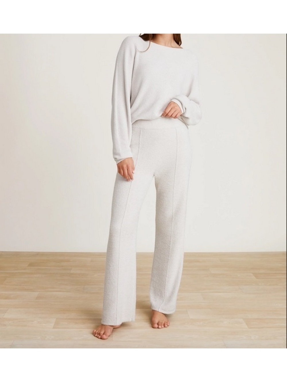 Barefoot Dreams CozyChic Lite Wide Leg Seamed Pant in Almond Size XS